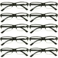 thumbnail image 1 of 10 Packs Mens Womens Rectangle Half Frame Blue Light Blocking Reading Glasses Spring Hinge Readers +0.75, 1 of 6