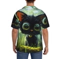 thumbnail image 7 of Balery Cute Big-Eyed Black Cat Men's Casual Button Down Shirt Short Sleeve Textured Summer Cuban Beach Shirts-4X-Large, 7 of 7
