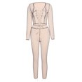 thumbnail image 4 of Faithtur Femmes? 2 Pièces Tenues, Manches Longues Lacées Crop Tops + Pantalons, 4 of 10