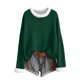 thumbnail image 1 of MHFRRA Camiseta Festiva de Manga Larga con Cuello y Estampado Festivo, Cómoda y Acogedora. Verde Oscuro, 1 of 5