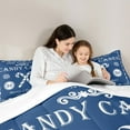thumbnail image 4 of Manfei Merry Christmas Bedding Comforter Set 7 Pieces for Kids, Xmas Sled Queen Bedding Sets, Blue White Candy Canes Super Cozy Room Decor, 4 of 8