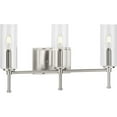 thumbnail image 3 of Elara Collection Three-Light Brushed Nickel Clear Glass New Traditional Bath Vanity Light, 3 of 8
