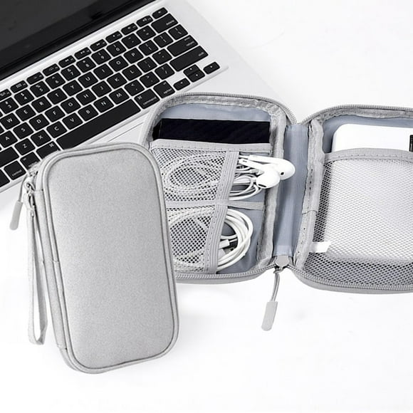 Fiudx Bolsa para Guardar Accesorios Digitales, Organizador Multicapa para Batería Externa, Poliéster Resistente, Cremallera Metálica Suave, Esencial de Viaje, Portátil para Auriculares y Cables de Da