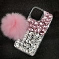thumbnail image 5 of Compatible with iPhone 14 Bling Case Luxury 3D Sparkle Diamond Crystal Rhinestones for Women Girls Glitter Case with Cute Furry Plush Ball Pendant Soft TPU Bumper Shiny Gemstone Cover, 5 of 14