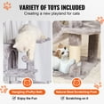 thumbnail image 4 of KFFKFF Feline Structure, 63" Feline Stand with Dual Kitty Houses, Sisal Scratch Pole, Relaxing Swing, Elevated Lounging Spot,Leaping Stages,Spacious Cat Play Equipment with Dangling Sphere,Pale Grey, 4 of 9