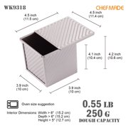 CHEFMADE Mini Pullman Loaf Pan with Lid, 0.55Lb Dough Capacity Non-Stick Rectangle Corrugated Toast Box for Oven Baking 3.9 x 3.9x 3.9(Champagne Gold)