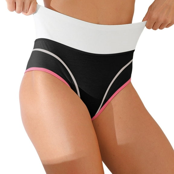 Sngxgn Womens Underwear High Waist Cotton Underwear Soft Underwear Super Stretchy Briefs Full Coverage Panties Women(Black,L)