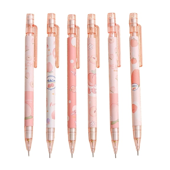 6 Pieces Peach Automatic Pencils 0.5mm Mechanical Pencils for Writing Drawing