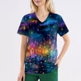 thumbnail image 3 of LHVUOA Plus Size Scrubs for Women Stretch Funny Kitty and Clouds Print Short Sleeve V Neck Working Uniform with Pockets, 3 of 4