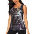 thumbnail image 1 of Balery Cat Astronaut In Space Camiseta sin mangas estampada ligera para mujer, tops de entrenamiento sin mangas, camisetas de yoga transpirables de secado rápido.-Small, 1 of 7