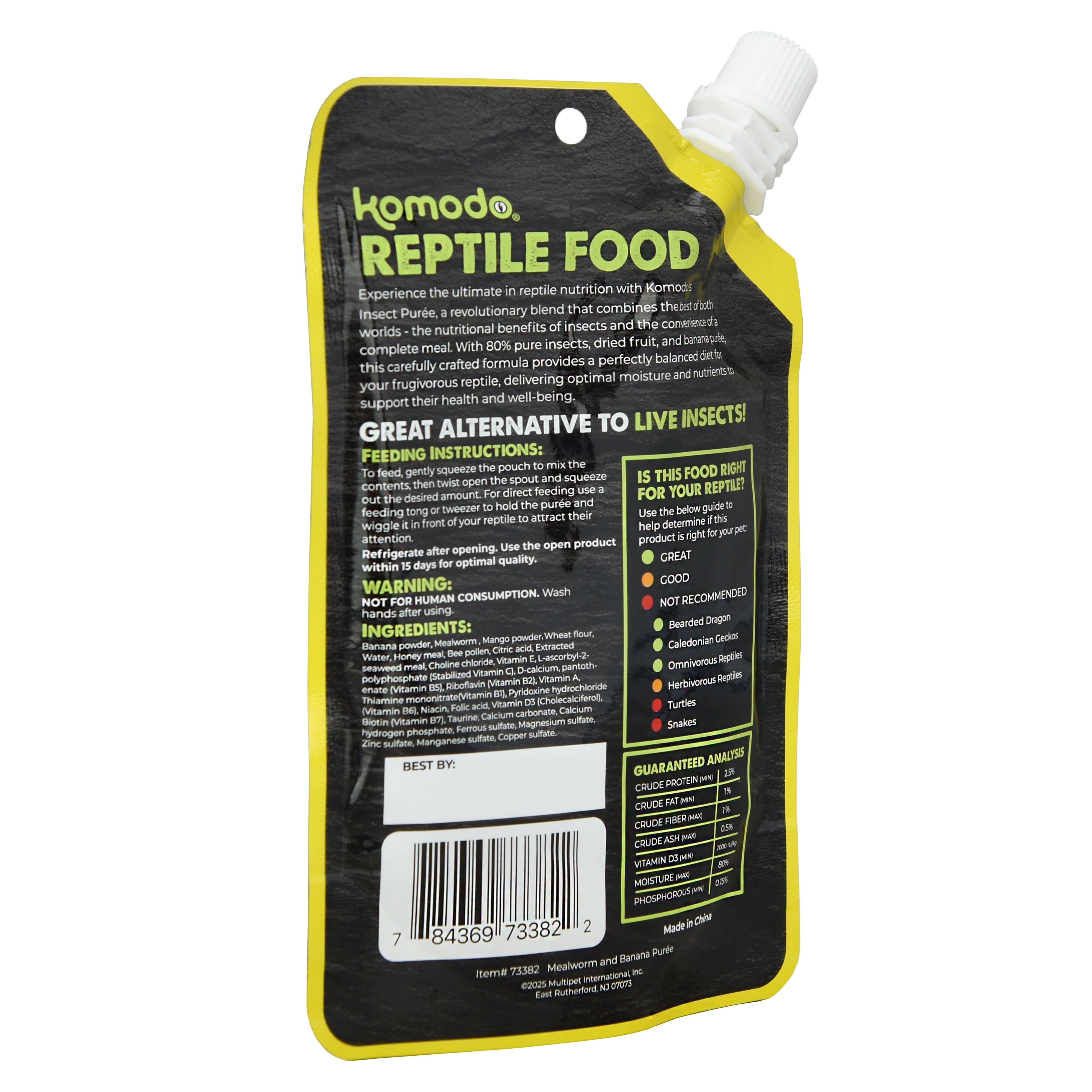 Komodo Reptile Food Insect Puree, Mealworm and Banana