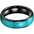 thumbnail image 4 of Wedding Ring Men or Women 6mm Crushed Turquoise Black Tungsten Wedding Band, 4 of 6