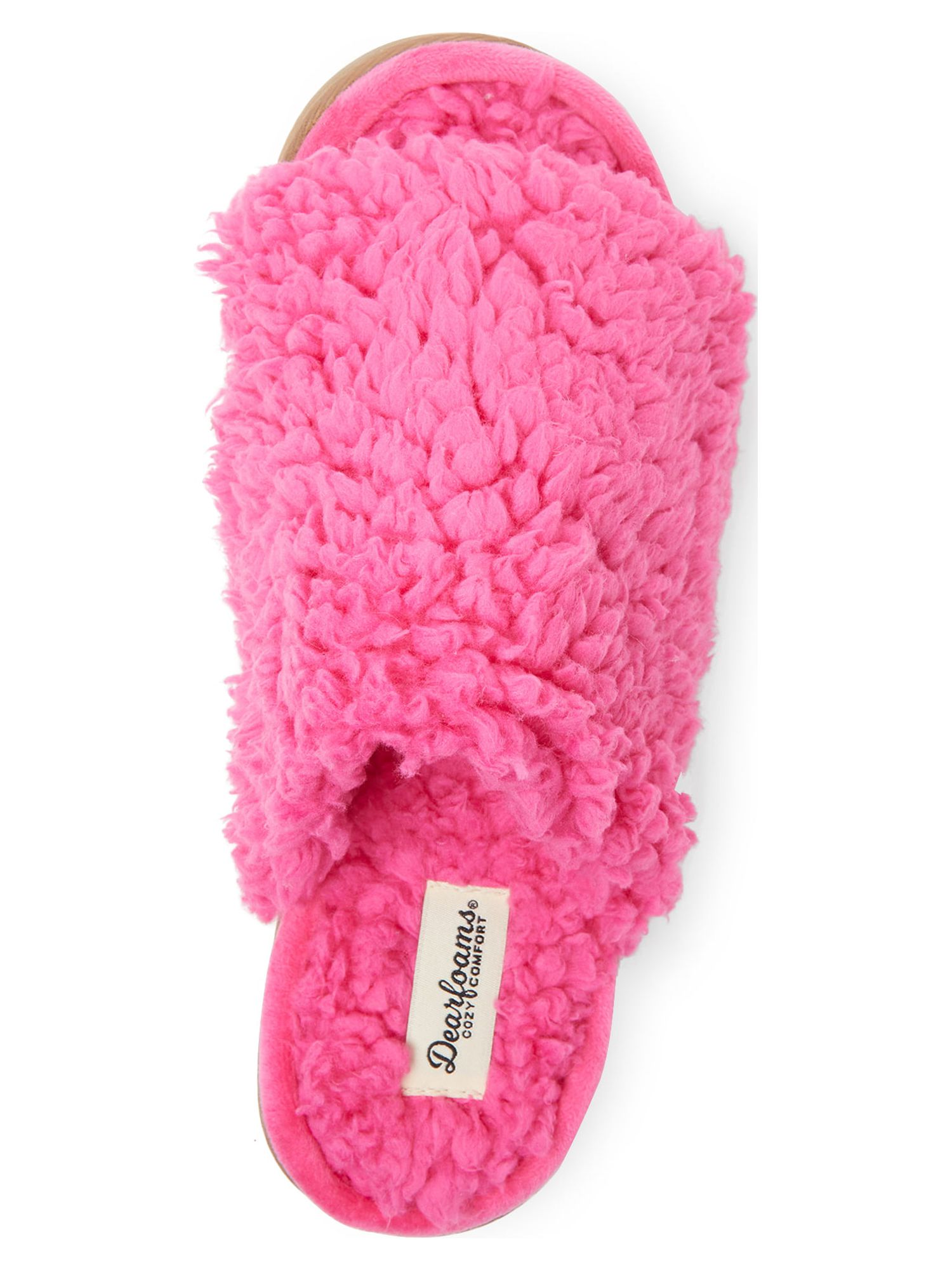 Dearfoams Cozy Comfort Women's Teddy Pile Open Toe Scuff Slippers