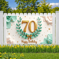 thumbnail image 4 of Elegant Design Happy Birthday Banner Decorative Green Leaves Gold Number 70 for Milestone Celebration Indoor Party Event, 4 of 7