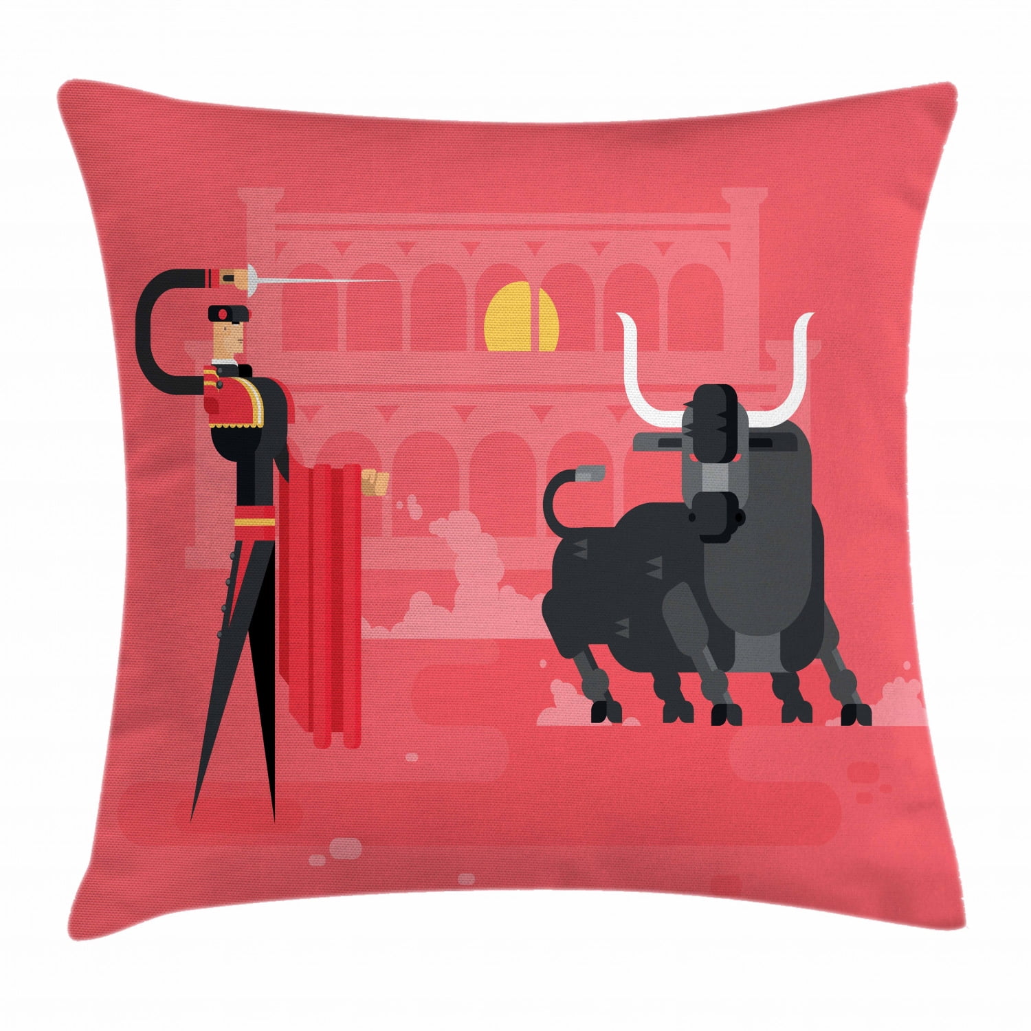 Spanish Throw Pillow Cushion Cover, Computer Art Featured Matador with
