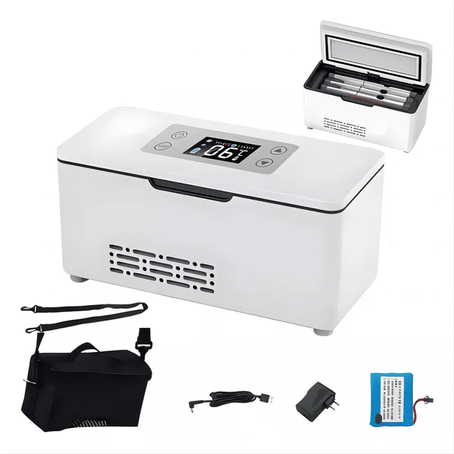 Enfriador De Insulina Portátil Refrigerador Con Pantalla 8h BLANCO