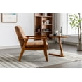 thumbnail image 3 of Mid-Century Modern Accent Lounge Chair, Linen Office Reception Chair Wooden Arm Chair, Vintage Tufted Tan Chair Upholstered Retro Sofa Side Sitting Chair for Living Room/Bedroom (Microsuede-Coffee), 3 of 9