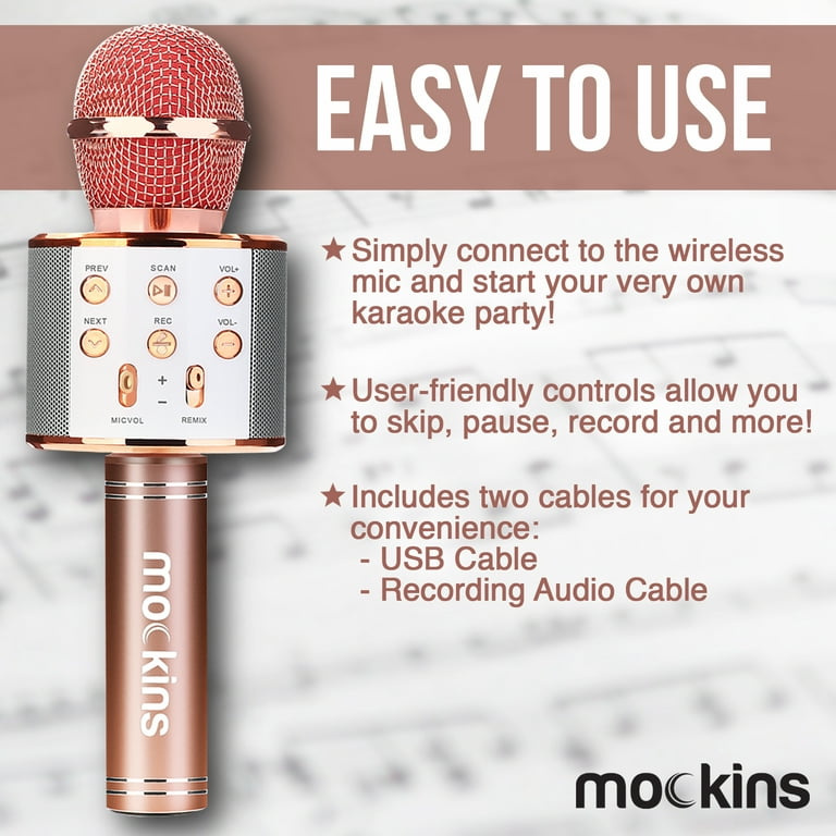 Portable Wireless Bluetooth Karaoke Microphone Holiday Gifts Rose Gold 