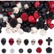 thumbnail image 1 of 203 piezas de cuentas de piedra volcánica natural, turquesa y negra, con forma de flor o rosa, ideales para hacer joyas, pulseras, collares y manualidades., 1 of 5