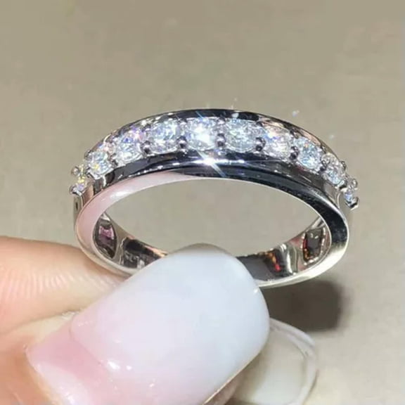 EOEMY Luxury Women Cubic Zirconia Rings 925 Silver Filled Jewelry Size 6-10-10