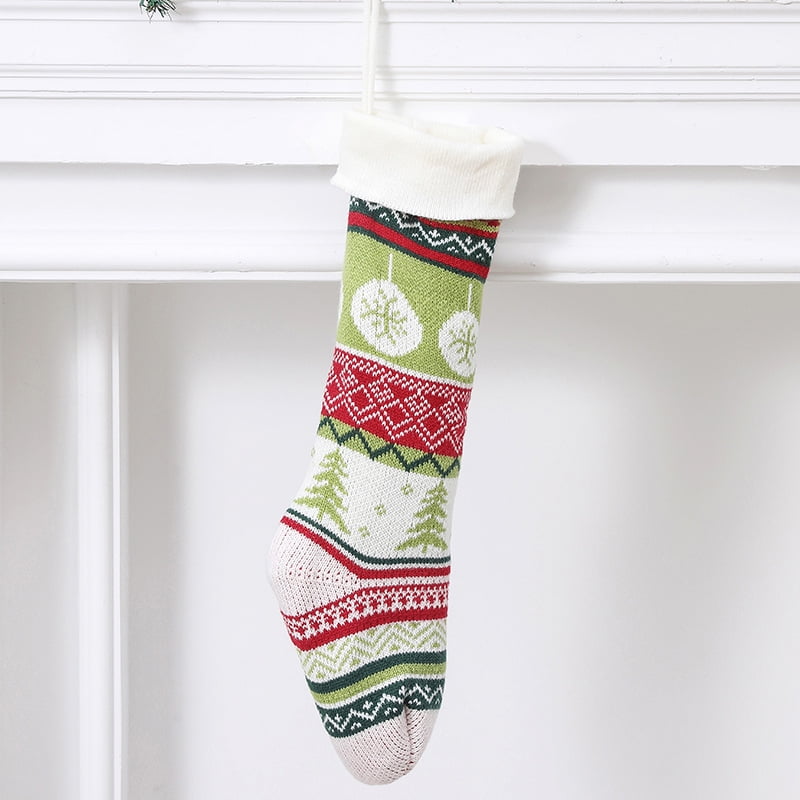 Dalrosia Knit Christmas Stockings, Snowflake Reindeer Snowman Personalized Cable Knit Stockings for Christmas Candy Gifts Decor