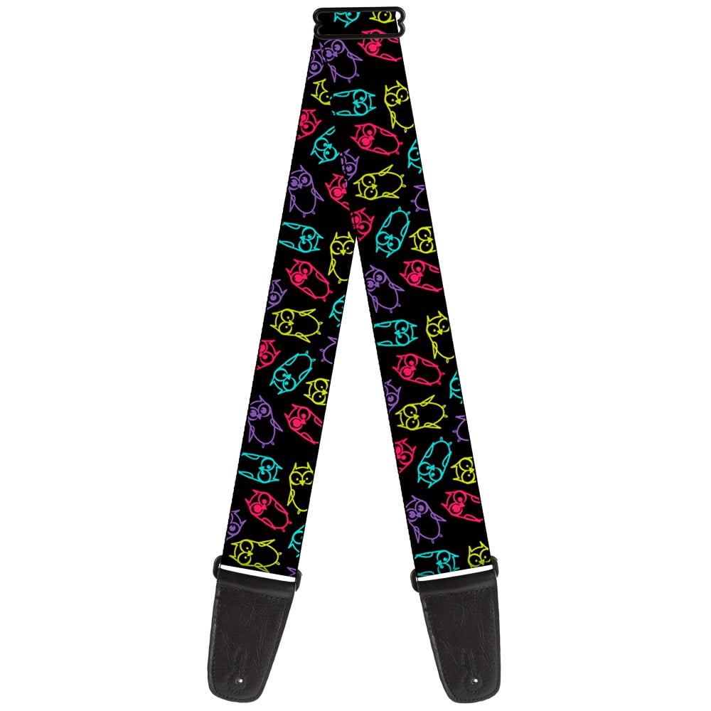 Buckle-Down Guitar Strap, Owl Sketch Black Multi Color, 2 Inches Wide