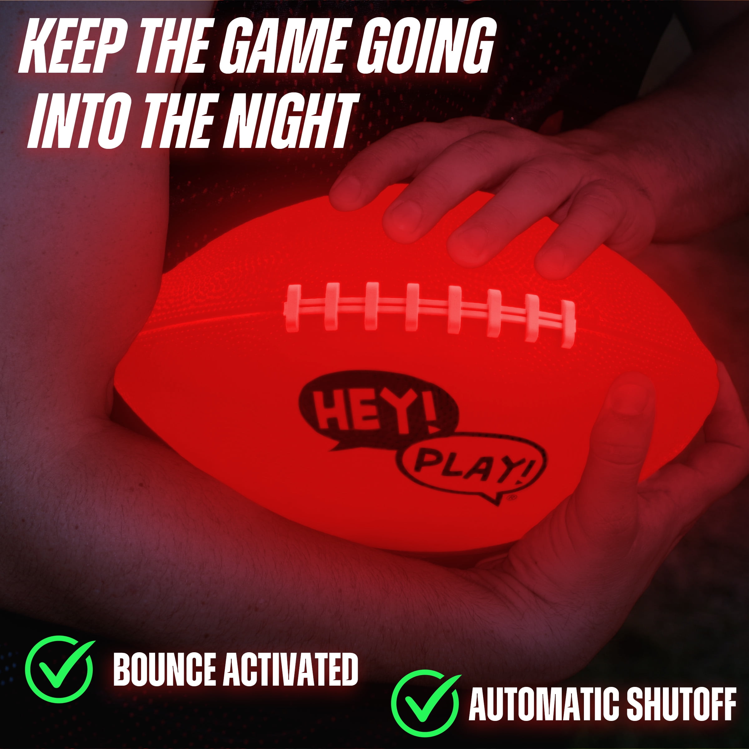 Hey Play Indoor/Outdoor Light Up Football - LED Glow Football Size 6 for Kids Ages 8 and Up, Orange
