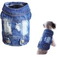 thumbnail image 1 of Vintage lavado chaqueta de mezclilla mono azul Jean ropa para perro pequeño mascota (XL) ER, 1 of 5