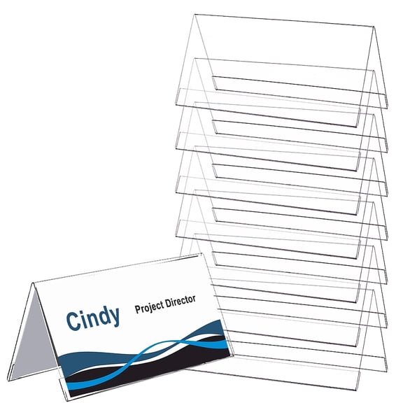15pc Acrylic Table Number Sign Tent Holder Desk Name Plate Display for Business Conference Clear 220x94x105mm