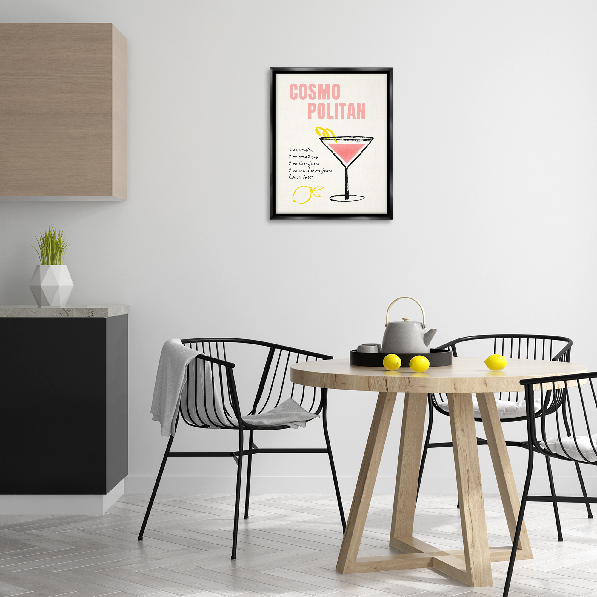 Stupell Industries Cosmopolitan Drink Recipe Food & Beverage Painting Black Floater Framed Art Print Wall Art, 17 x 21