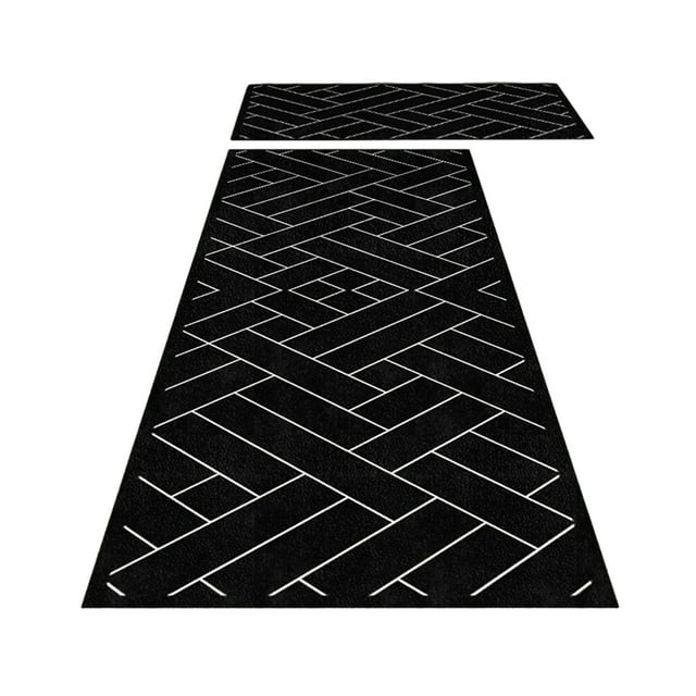 Amzcrzy 2 Pcs Kitchen Rugs Kitchen Floor Mats Set, Non-Slip Washable Kitchen Sink Mat Floor Mats, Comfort Cushioned Standing Mat, Simple Checkered Carpet Home Decor for Bar Laundry Office Desk
