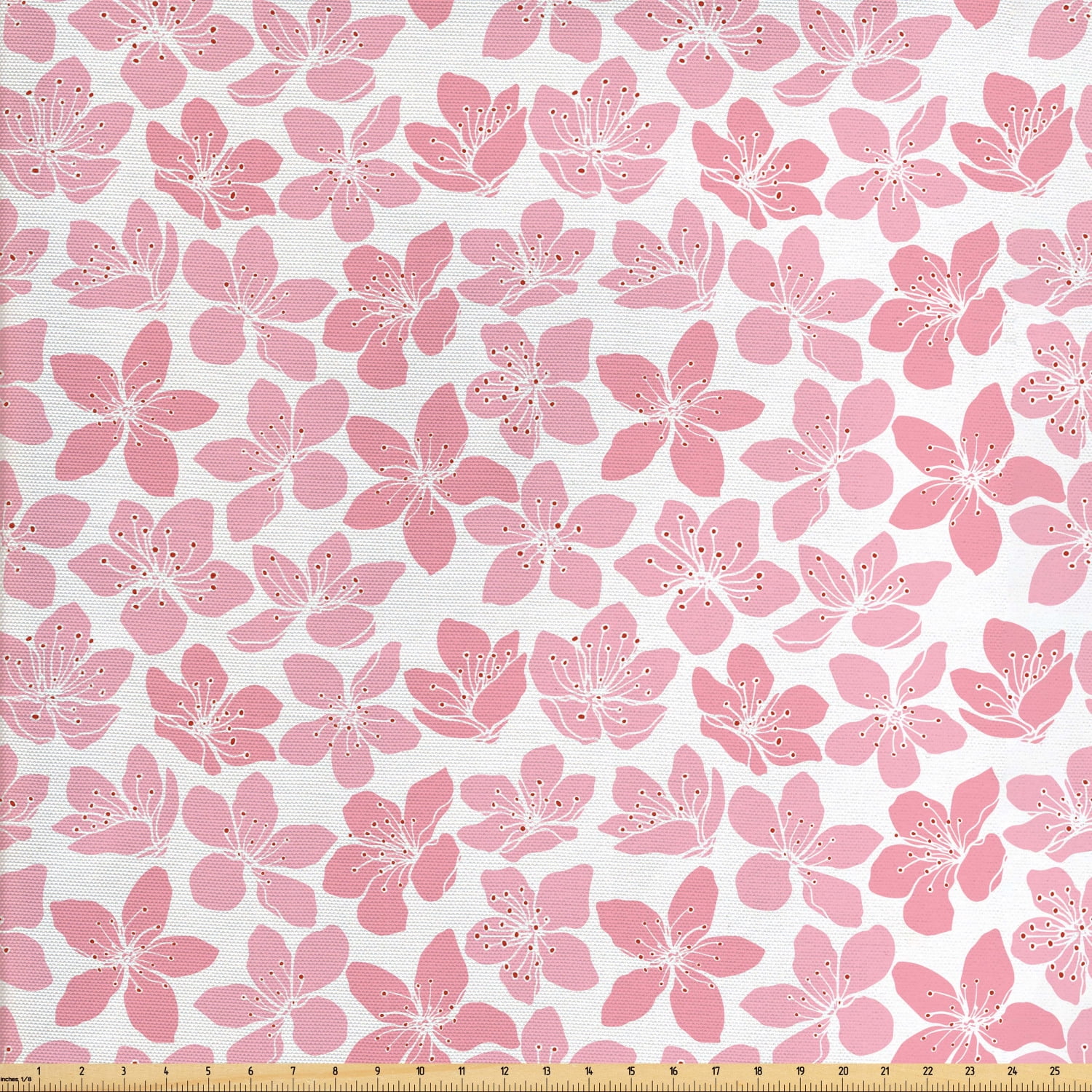 Cherry Blossom Fabric by The Yard, Unevenly Aligned 5 Petal Sakura
