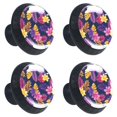 thumbnail image 2 of 4 Pcs Purple Pink Leaves Knobs for Kitchen Cabinet Cupboard Dresser Bookcase Drawer Pulls Handles Round Home Decor, 2 of 8