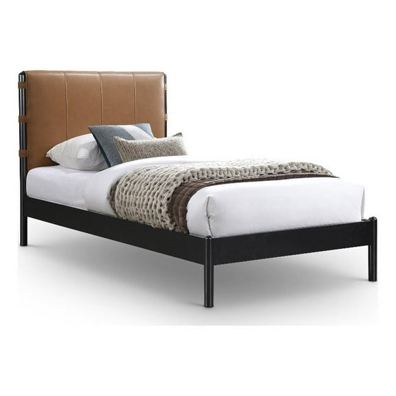 Meridian Furniture Abigail Cognac Vegan Leather Twin Bed