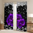 thumbnail image 2 of Feelyou Anniversary Purple Rose Blackout Curtains Set of 2 (52x84 Each), Romantic Valentine's Day Window Curtains, Glitter Fashion Diamond Curtains and Drapes, Black Out Curtains Decor, 2 of 6