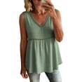 thumbnail image 4 of Sokhug Women's Sleeveless V Neck Cotton Blend Tank Top Crochet Lace Trim Casual Loose Fit Summer Solid Color Blouse, 4 of 7