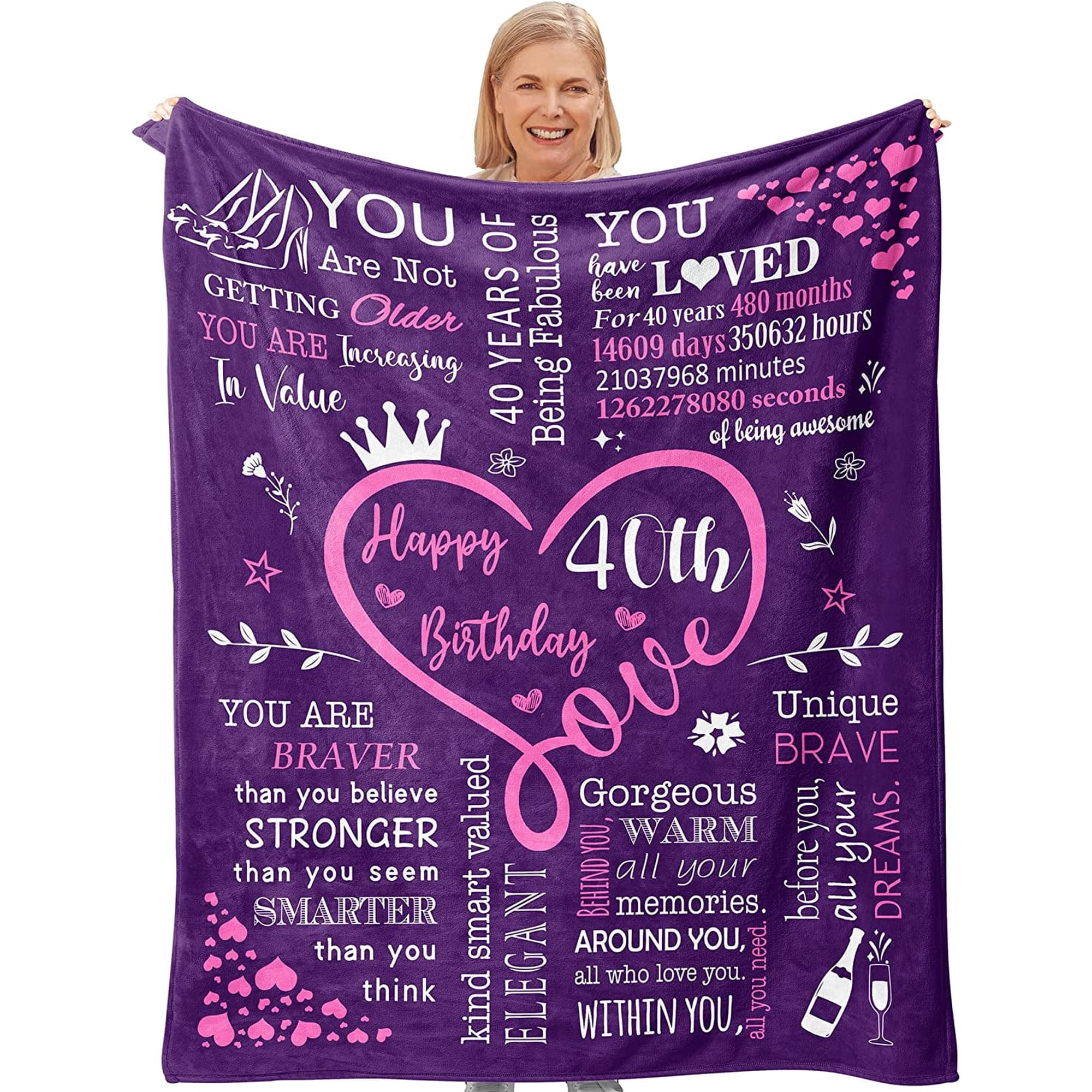 40th Birthday Gifts For Women 60 X 80 Blanket Funny Gift For 40th Birthday Women Birthday Gift Ideas Throw Blankets 40-Year-Old Birthday Decoration For Mom Wife Unique 40th Birthday Gift