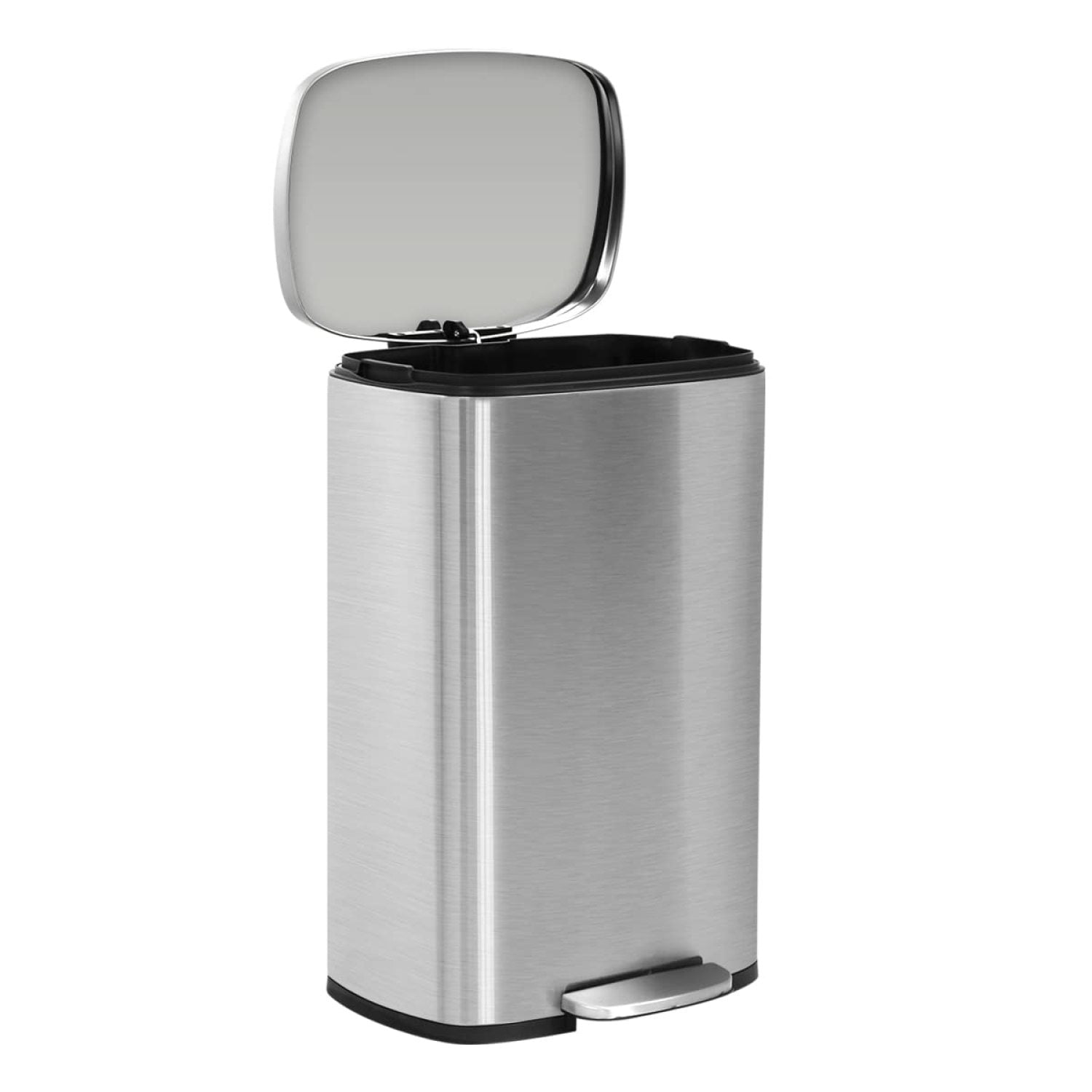 13 Gallon Metal Trash Can, Stainless Steel Trash Can Step with Lid