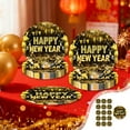 thumbnail image 1 of Amzcrzy Paper Disposable Tableware Set Black and Gold Happy Newyear Theme Party Tableware Disposable 7-Inchs 9-Inchs Paper Plates Paper Cup Tissue Set Of Party-Themed Paper Plates, 1 of 6
