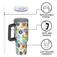 thumbnail image 4 of 40oz Pioneer Flower Floral Print Pattern Insulated Tumbler with Handle, BPA-Free Leak Proof Lid and Straws, Double Wall Vacuum, Hot 12h/Cold 34h, 4 of 6
