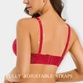 thumbnail image 3 of YANDW Push-Up Lace Bra for Women Add 2 Cup Sizes Deep Plunge Bras Padded Underwire Support, Red 36A, 3 of 5