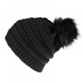 thumbnail image 1 of ZOELNIC Womens Winter Knitted Beanie Hat with Faux Fur Pom Warm Knit Skull Cap Beanie for Women, Black, 1 of 6