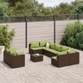 thumbnail image 1 of vidaXL 10 Piece Garden Sofa Set with Cushions Brown Poly Rattan, 1 of 5