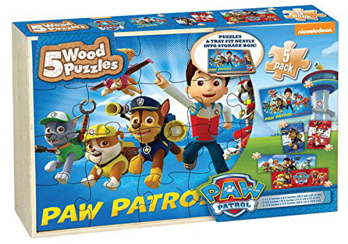 Details about   New PAW Patrol Wood 3 Pack Puzzle in Wood Storage Tray 