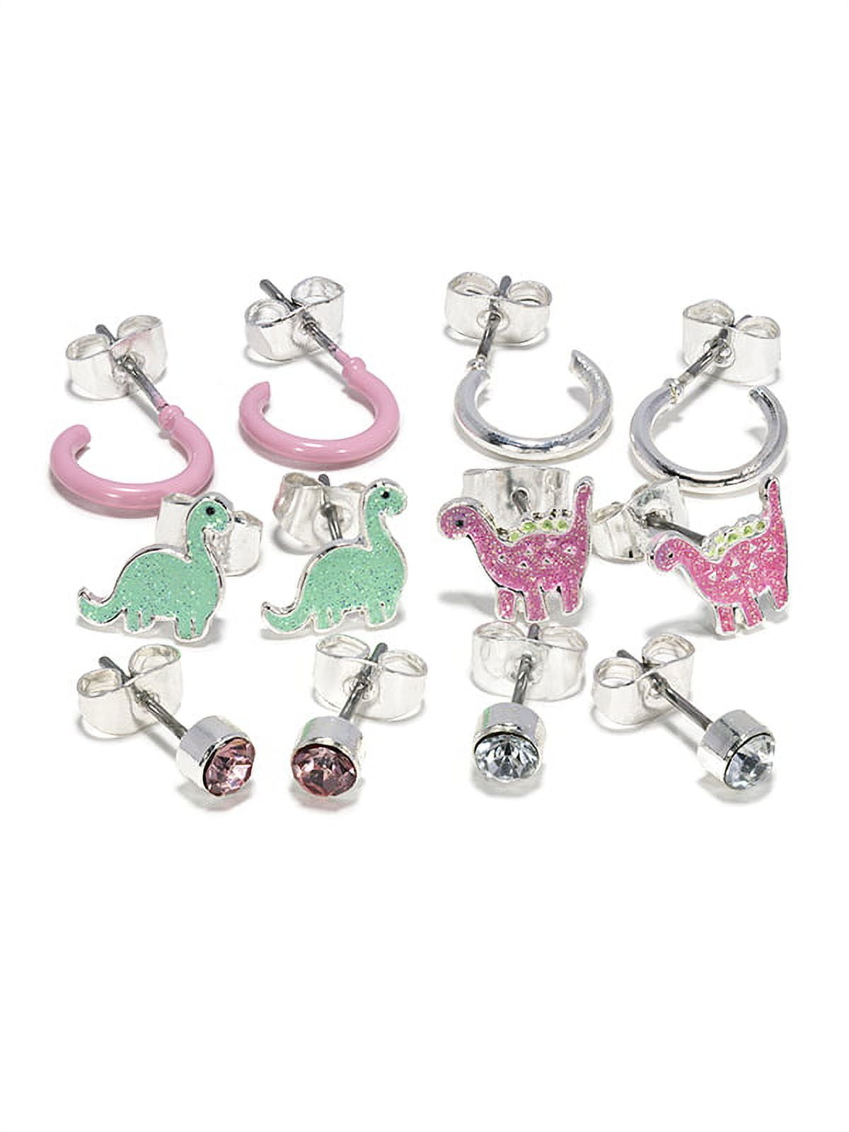 Claire's Girls Rainbow Dinosaur Stud Earrings Set, 12 Pairs, Children's
