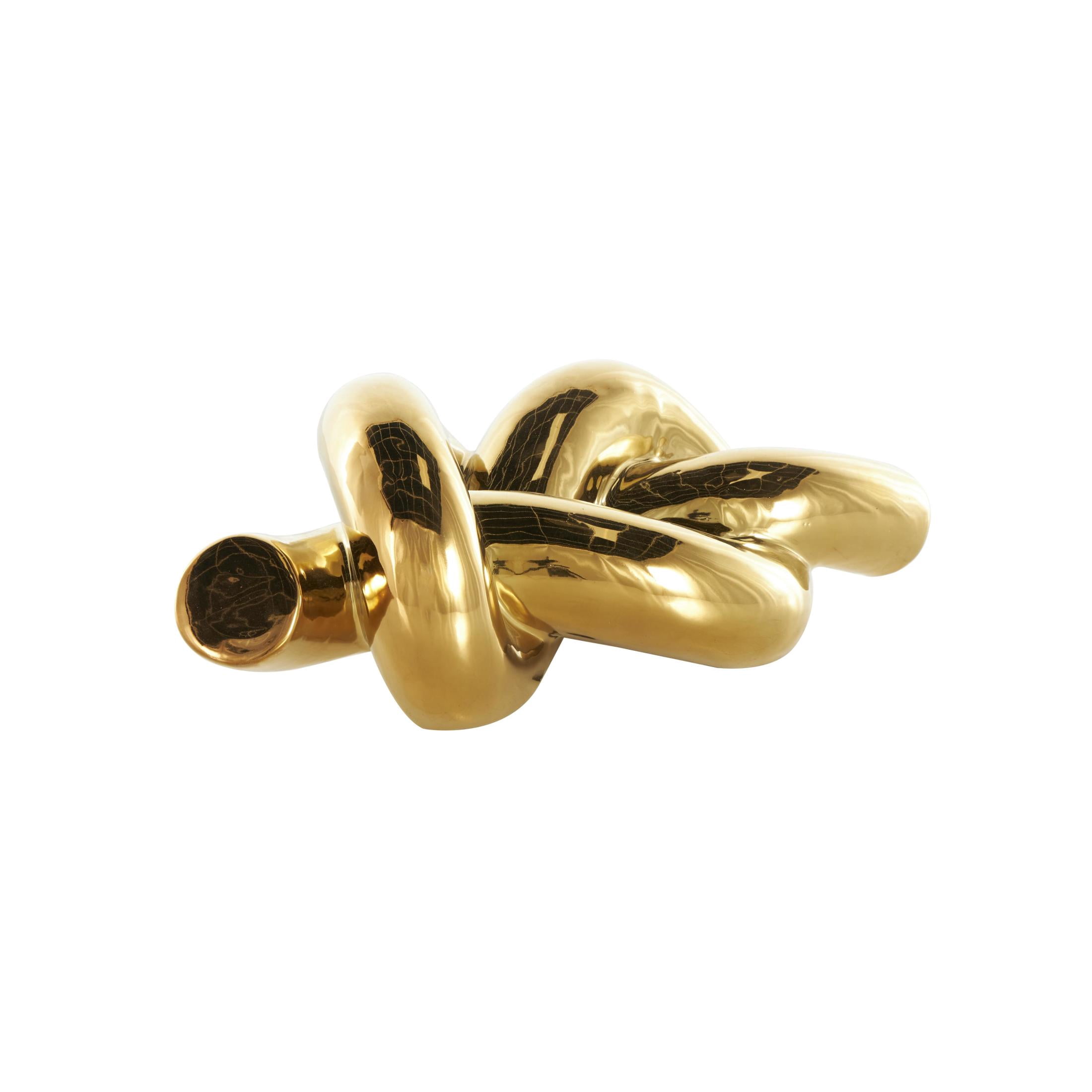 12" x 4" Gold Ceramic Knot Sculpture, by DecMode