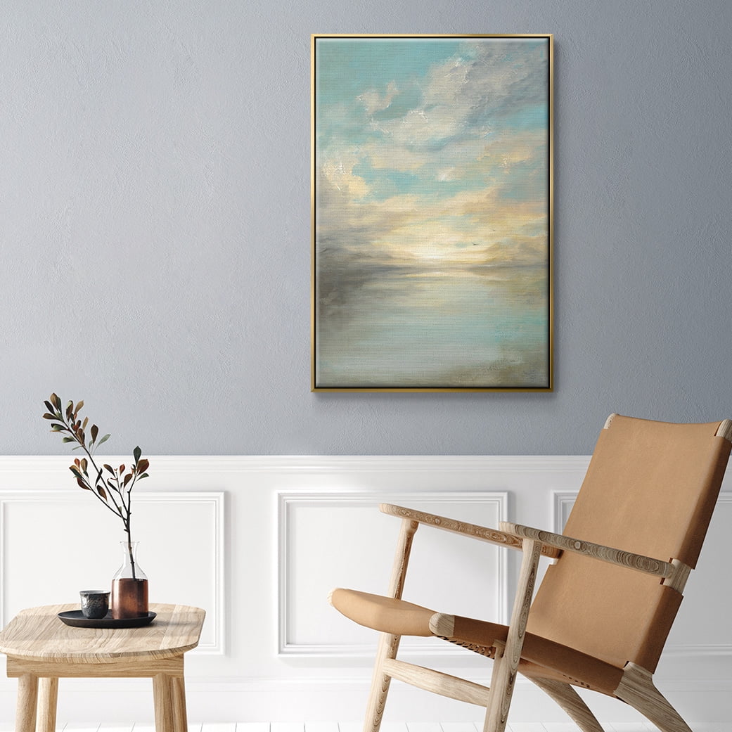 Morning Glory Framed Premium Gallery Wrapped Canvas - Ready to Hang - 17 x 25 - Gold Floating Frame