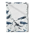 thumbnail image 2 of Narwhal Soft Flannel Fleece Throw Blanket, Watercolor Narwhals Orcas and Blue Whales with Anchors Arctic Fauna, Cozy Plush for Indoor and Outdoor Use, 50" x 70", Blue Grey Dark Blue, by Ambesonne, 2 of 5