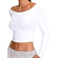 thumbnail image 2 of Women'S Long Sleeve Off the Shoulder Tops Going Out Cute Basic Y2K Fall Fashion 2026 Outfits Clothes White S, 2 of 9