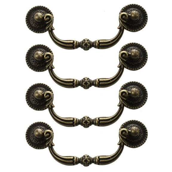 4X Antique Brass Cabinet Door Drawer Handles 100 mm